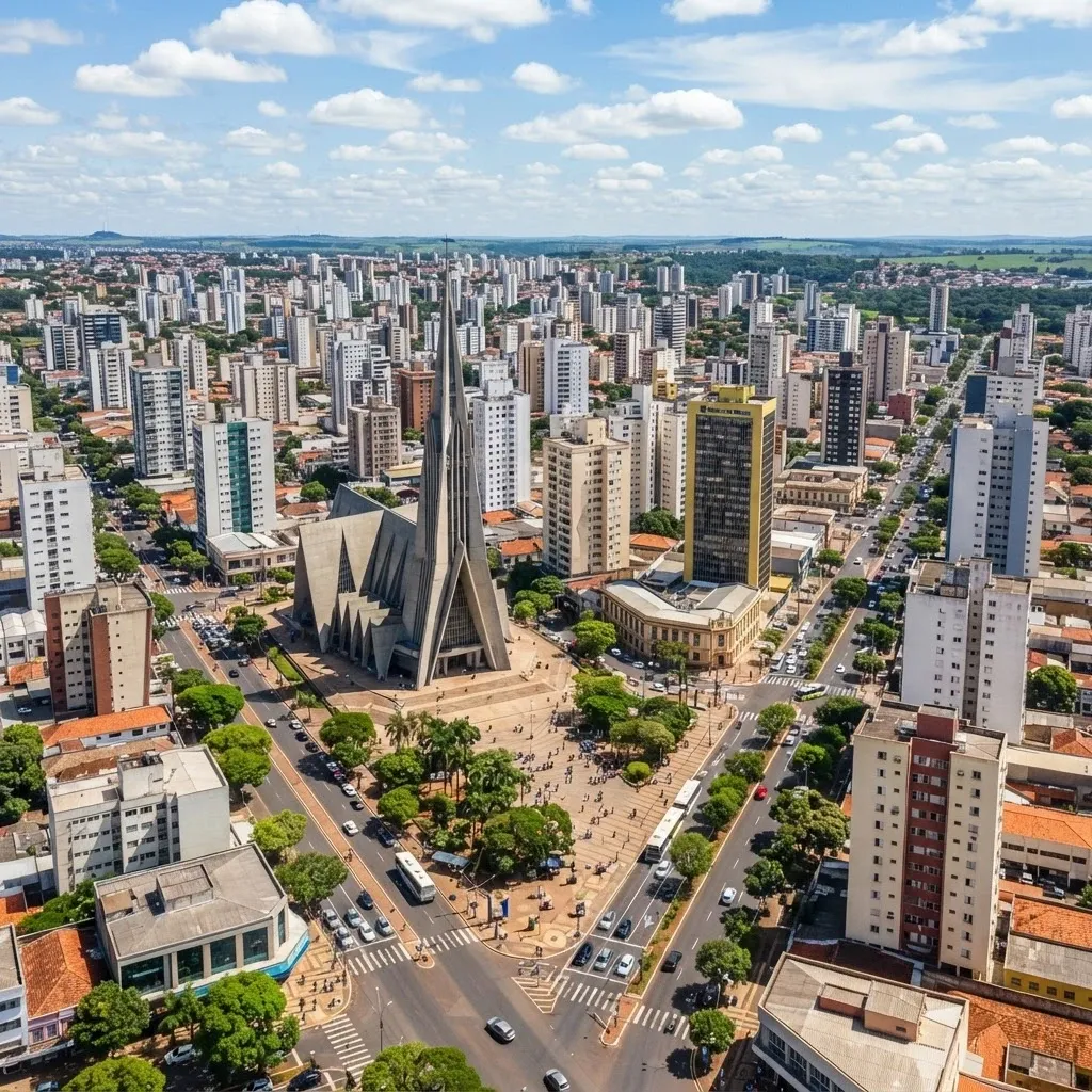 Vista panorâmica de Londrina com prédios e área verde